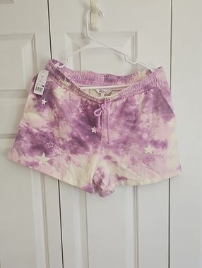 Wildfox Lavender Tie-Dye Star Lounge Shorts